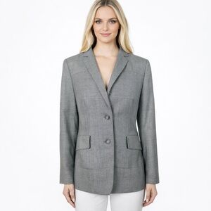 Akris Punto Houndstooth Blazer Wool Blend Classic Chic Career Size US 12 FR 44